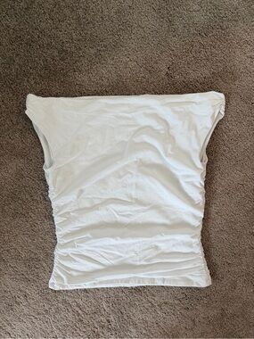 Abercrombie & Fitch White Ruched Off-Shoulder Tank